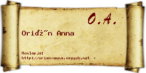 Orián Anna névjegykártya